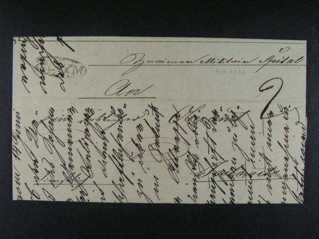 vojenský služební skl. dopis z r. 1836 do Joslowitz s oválným ?erným raz. ZNAYM, dobrá kvalita