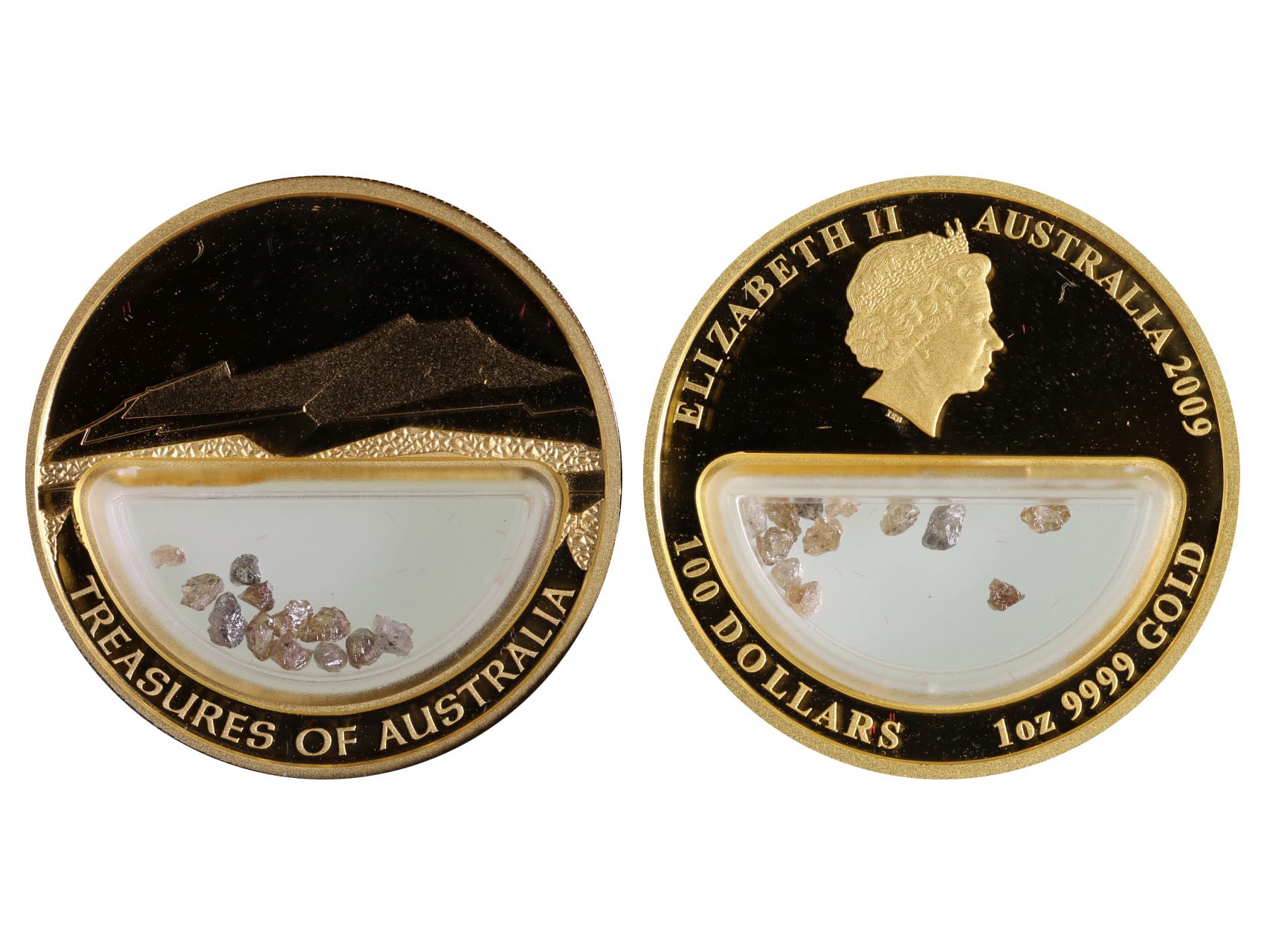 Austrálie - 100 Dollars 2009, s diamanty, 31.107g, Au 999.9/1000, 36.1mm, náklad 1000 ks., certifikát, etue