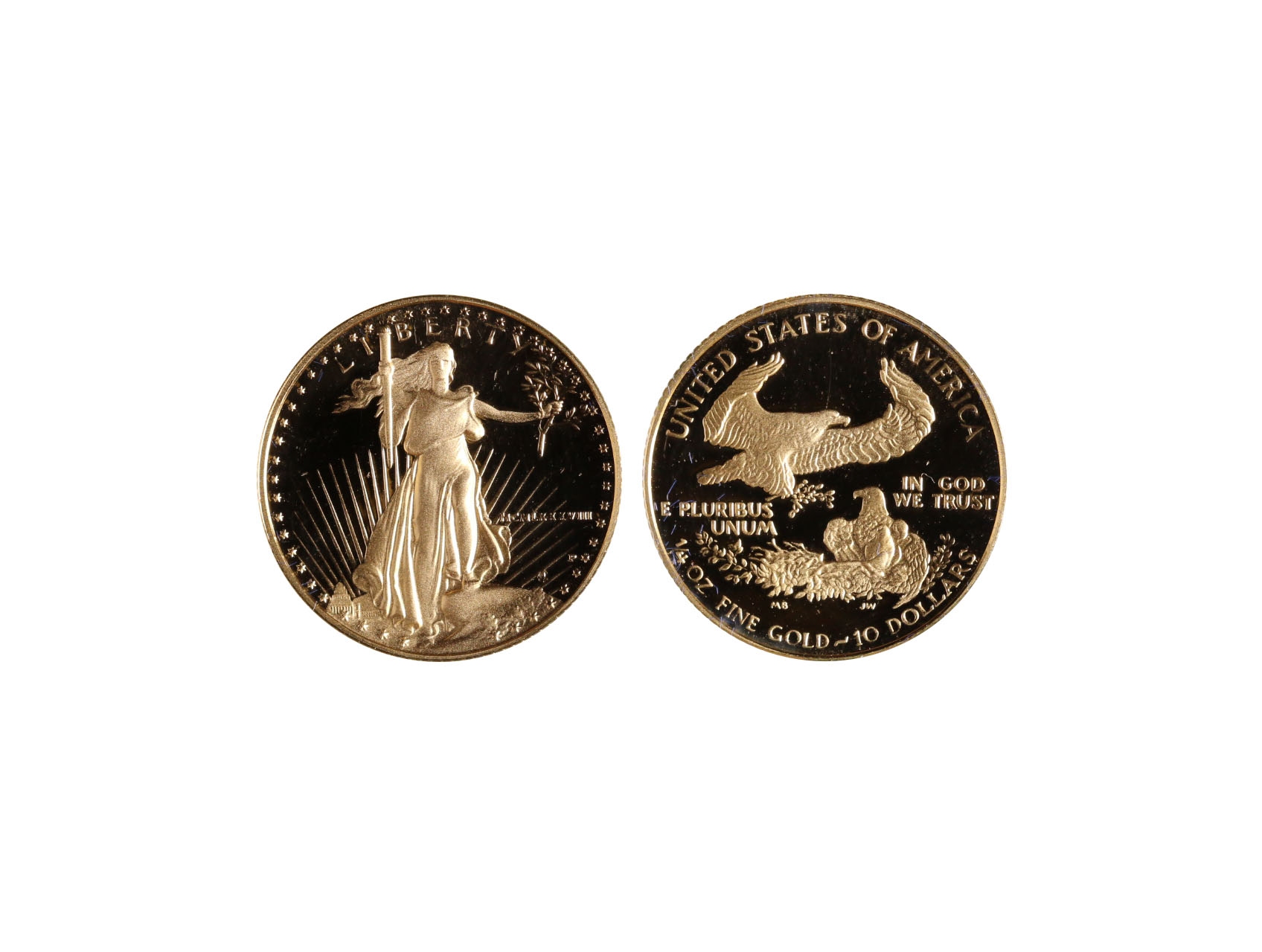 USA, 10 Dollar 1988 P Liberty, Au 0,916, 8,48g, etue