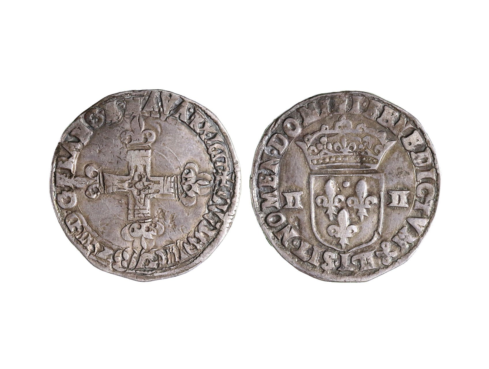 Francie, Jindřich III. 1573-1589 - 1/4 Ecu, letopočet nečitelný, dvojráz, 9.39 g.