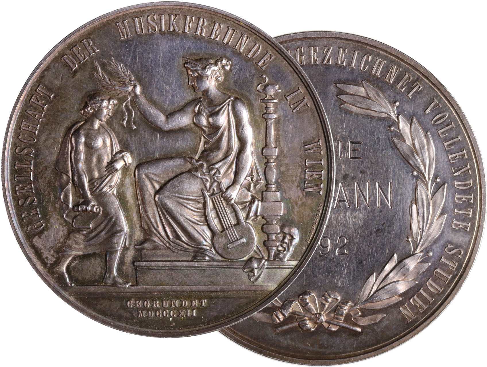 Osobnosti - František Josef I. 1830-1916, AR medaile 1812 - 1892 Společnost přátel hudby 1912 Vídeň, ryté věnování M.Hermann, pr. 55 mm
