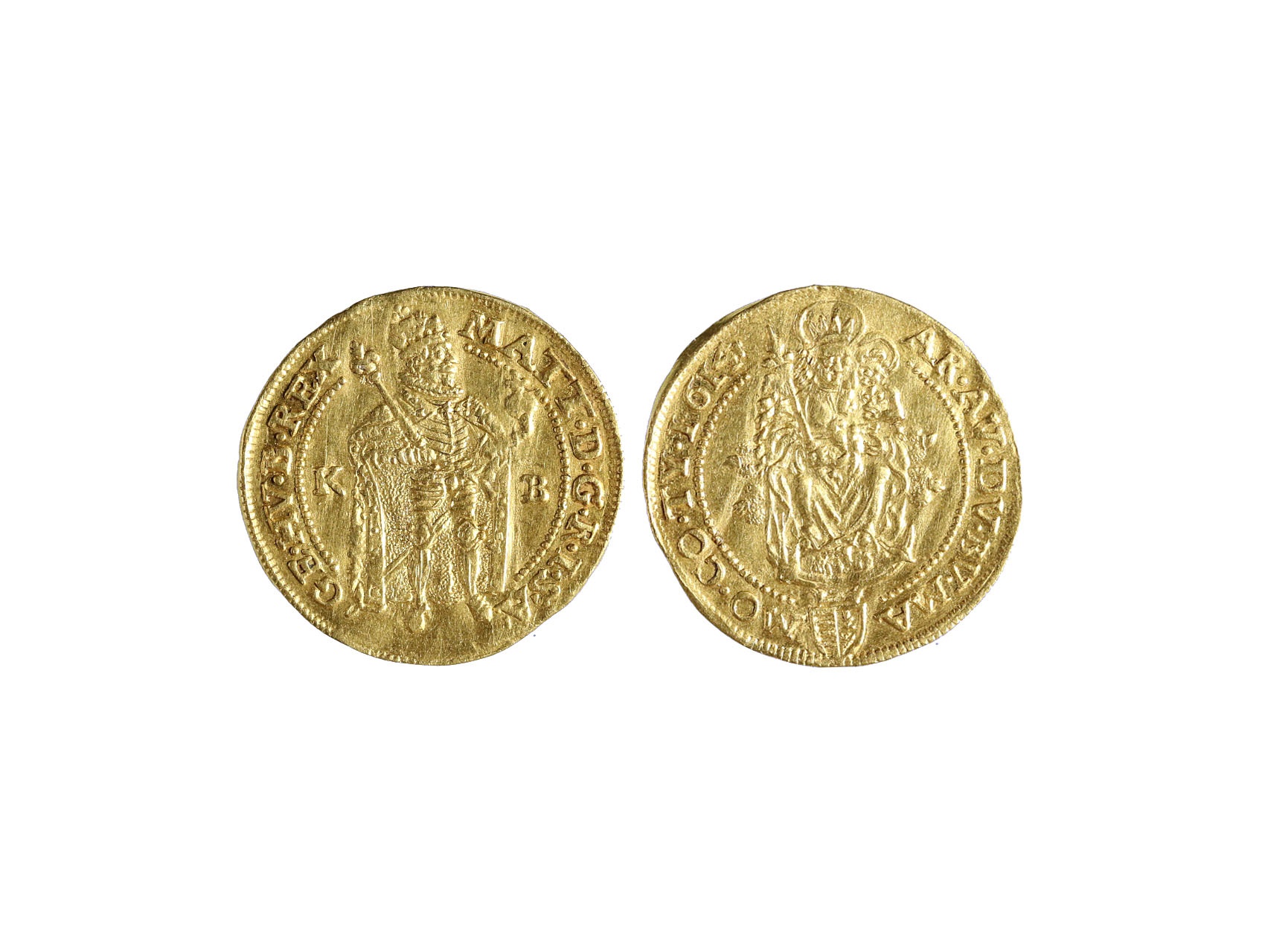 Matyáš II. 1611-1619 - Dukát 1614 K.B. mincovna Kremnice, váha 3,43g, nepatrně zvlněn