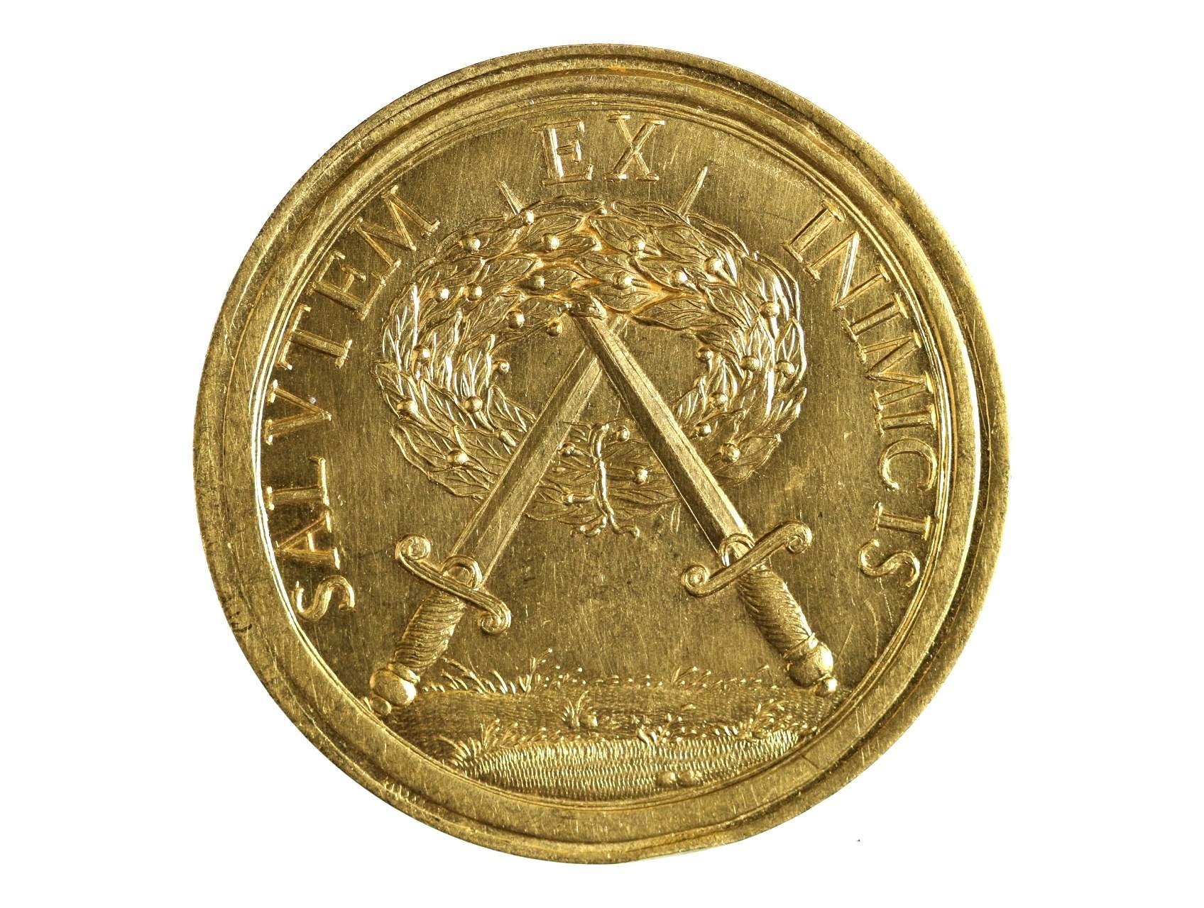 František Lotrinský 1745-1765 - zlatá 25-ti dukátová medaile s opisem SALVTEM EX INIMICIS, na R vyryto 