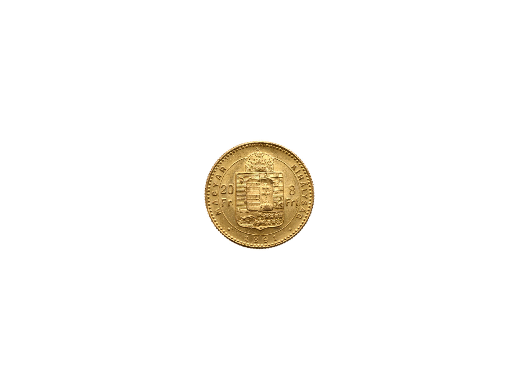 František Josef I. 1848-1916 - 8 Zlatník 1891 K.B se znakem Fiume, N 129