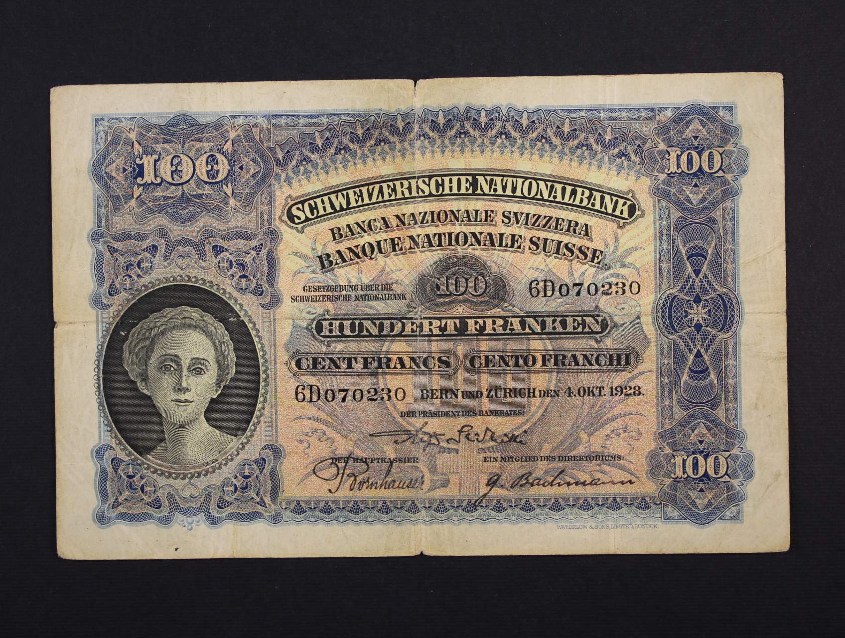 100 Francs 1.9.1928, Pi. 35e