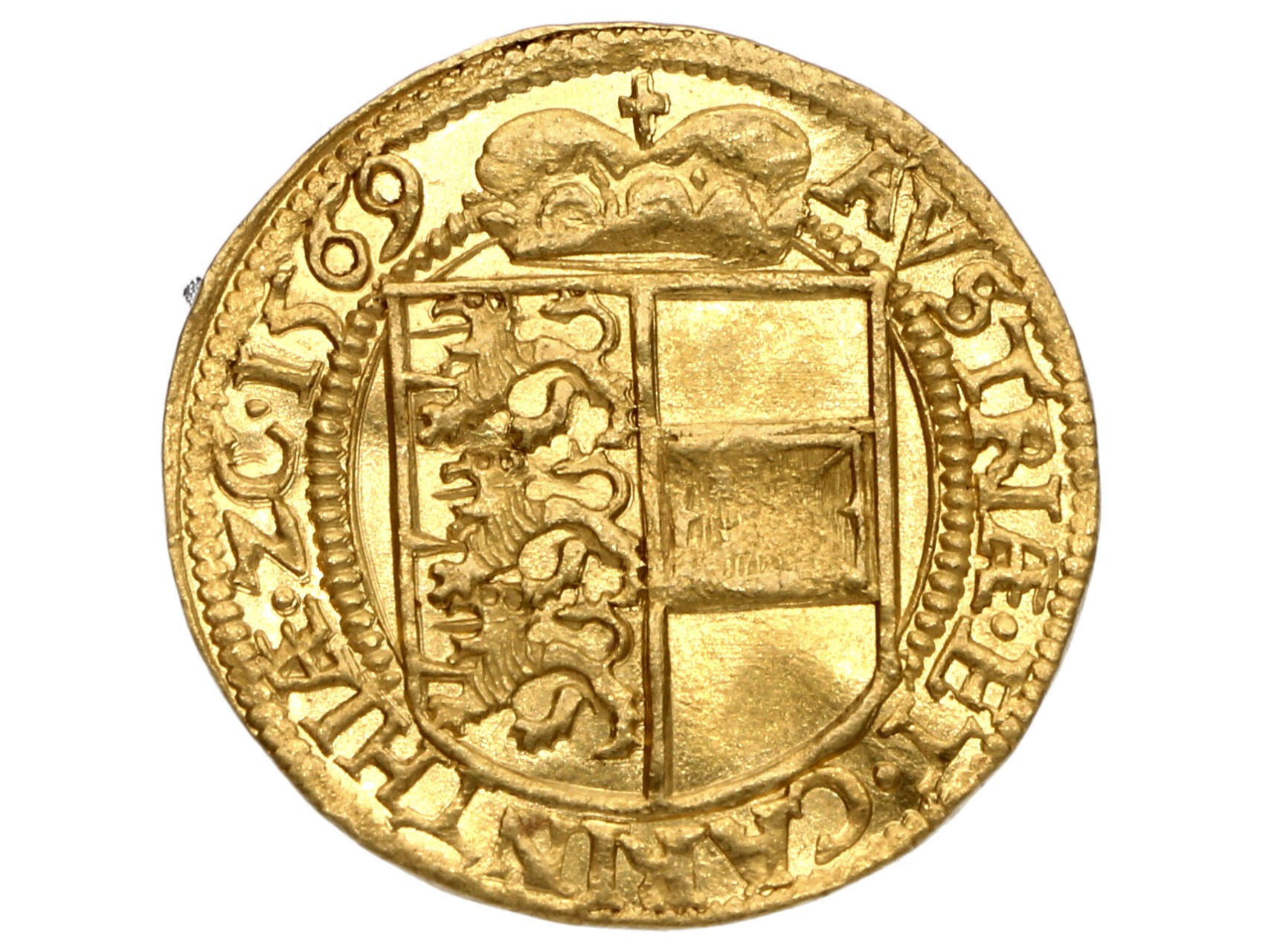 Arcivévoda Karel Štýrský 1564-1590 - Dukát 1569 Klagenfurt, zbytky ražebního lesku