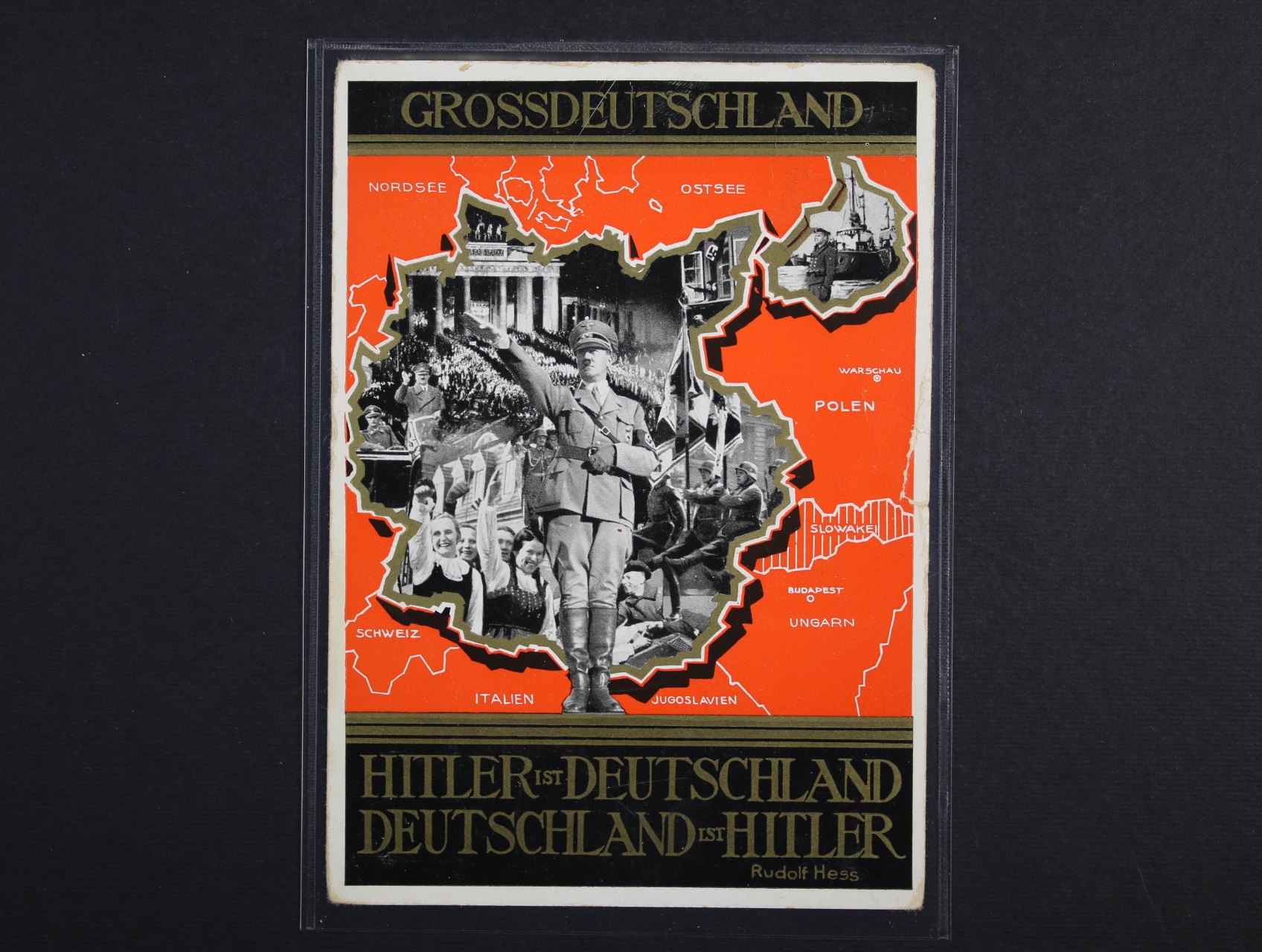 bar. pohlednice Gross Deutschland ... , nepoužitá, na zadní str. pam. raz.