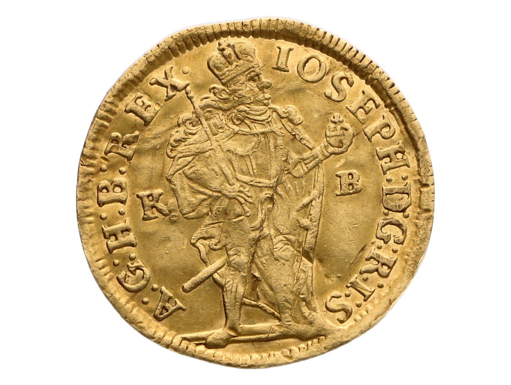 Josef I. 1705-1711 -  Dukát 1710 K - B, mincovna Kremnica, vzácný ročník, nepatrně zvlněný