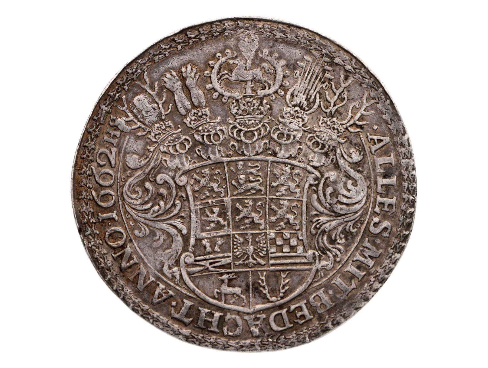 Braunschweig - Wolfenbüttel, August II 1634-1666 - 2 Tolar 1662 HS, Dav. 74, patina, stopa po oušku, ex. aukce Künker, Hirsch