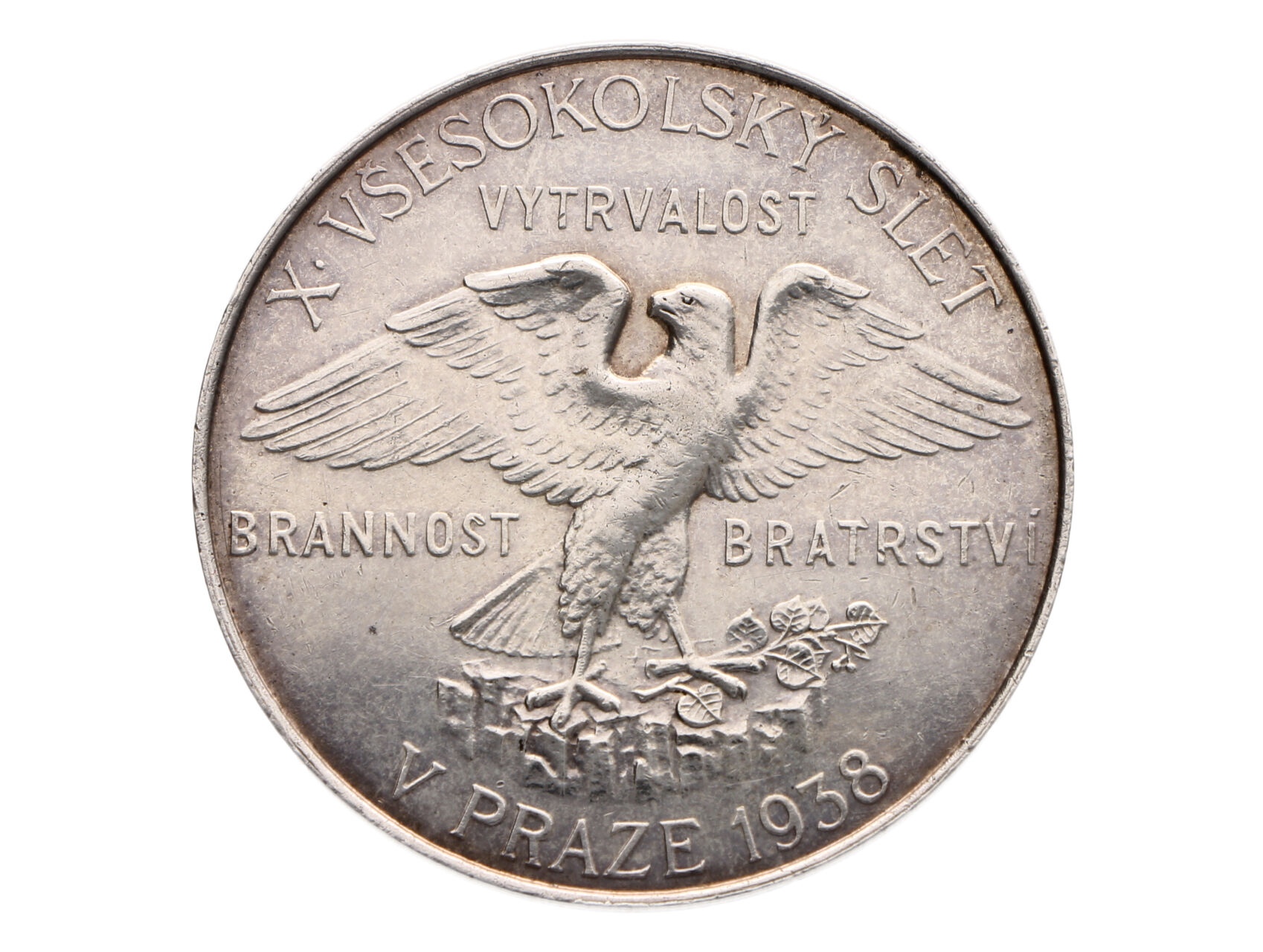 Kužel Miroslav 1907-1985 - AR Medaile 1938 - 20 let republiky - X. všesokolský slet 1938, vzácná varianta bez puncu