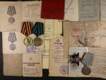 Řád rudé hvězdy č.1340424, Medaile za bojové zásluhy č.1014026, Medaile za dobytí Královce, Medaile za vítězství nad Německem, průkazy a různé dokumenty