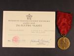 Medaile Za službu vlasti - ČSSR + průkaz