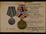 Medaile za vítězství nad Japonskem + udělovací průkaz