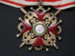 Řád sv.Stanislava s meči, pozlaceny bronz, značka výrobce Eduard - K, II.třída, vzácný