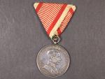Medaile za statečnost I. třídy, Ag,na hraně značeno A, původní vojenská stuha, vydání 1914 - 1917