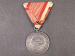 Medaile za statečnost I. třídy, Ag,na hraně značeno A, původní vojenská stuha, vydání 1914 - 1917