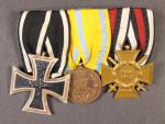 Spojka vyznamenání, Železný kříž II. tř. 1914, bronzová medaile Fridricha Augusta na válečné stuze a Čestný kříž 1914-1918 pro frontové bojovníky