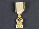 Miniatura Řádu železné koruny, vydání 1816-1825, zlato, 18x9 mm, na závěsném kroužku francouzký punc z pozdějšího období 