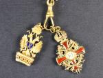 Miniatura Řádu Františka Josefa I. na řádovém řetízku, Au + miniatura Řádu železné koruny, Au v původní etui