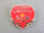 Odznak vzorný kolektiv SNB, II. stupeň, připínání na šroub