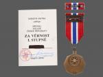 Medaile policie České republiky I. stupně, udělovací průkaz