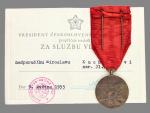 Medaile Za službu vlasti - ČSSR + průkaz
