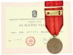 Medaile Za službu vlasti - ČSSR, udělovací průkaz