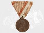 Bronzová medaile za statečnost, původní vojenská stuha, vydání 1914 - 1917