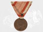 Bronzová medaile za statečnost, původní vojenská stuha, vydání 1914 - 1917