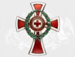 Vyznamenání za Zásluhy o Červený kříž, Důstojnický čestný odznak s válečnou dekorací, punc Ag, značka výrobce G.A.S. (G.A.SCHEID BUDAPEST), upínání na dvě packy, původní etue značená stejnou firmou