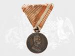 Bronzová medaile za statečnost, 8. vydání 1914-1917 F.J.I., původní vojenská stuha