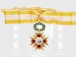 Řád Isabely Katolické, komandér, typ II. 1847-1868, zlato, smalty, punc Au, 31,59 g., původní nákrční stuha