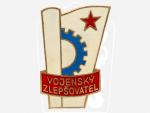 Odznak vojenský zlepšovatel, značka výrobce Zukov Praha, upínání na vodorovnou jehlu