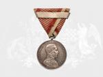 Stříbrná medaile za statečnost, 1. třídy 1914-1917 na hraně značka A, původní páska za 2x udělení, neznačená