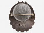 Odznak Nejlepší pracovník lehkého průmyslu č. 868, postříbřený kov, smalty, 45x38 mm