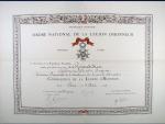 Dekret na Řád čestné legie, komandér, 38 x 51 cm