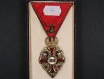 Řád Františka Josefa I. rytíř, zlacený bronz, výroba K. Bohm, orig. etue