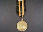 Velká zlatá zásužná medaile pro školství, zlacený bronz, novodobá stuha