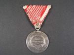 Medaile za statečnost I. třídy, Ag,na hraně značeno A, původní vojenská stuha, vydání 1914 - 1917