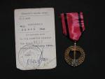 Pamětní medaile čs. armády + legitimace