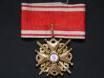 Řád sv.Stanislava s meči, pozlaceny bronz, značka výrobce Eduard - K, II.třída, vzácný