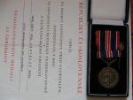 ČS medaile za chrabrost před nepřítelem, miniatura + poškozený dekret