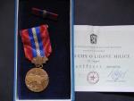 Vyznamenání - Za zásluhy o lidové milice - II. třída, etue + dekret