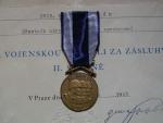 Československá vojenská medaile „za zásluhy“ bronzová + dekret
