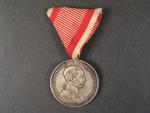 Medaile za statečnost I. třídy, Ag,na hraně značeno A, původní vojenská stuha, vydání 1914 - 1917