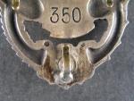 Srbský pilotní odznak, výrobce Karnet Kyselý, punc Ag, č.350, dobově upravené uchycení ze šroubů na 3 úchyty