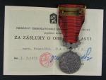 Medaile - Za zásluhy o obranu vlasti - ČSSR + etue a průkaz
