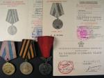 Medaile za osvobození Prahy, za vítězství nad Německem, medaile za zásluhy o obranu vlasti, vše s průkazy