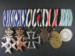 Spona vyznamenání, Vojenský záslužný kříž II. třída s korunou a meči, Vojenský záslužný kříž III. třída s korunou a meči, žel. kříž II. tř., pam. kř. na I. sv. válku pro bojovníky, Pamětní válečná med
