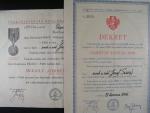 Dekret na pamětní odznak 1938 a na medaili FIDAC